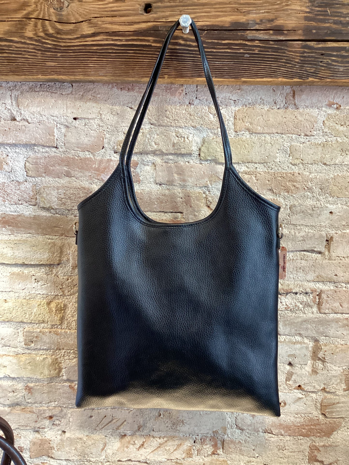 Black leather shopper